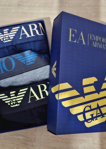Emporio Armani Lacivert Baskılı İmitasyon Boxer Seti