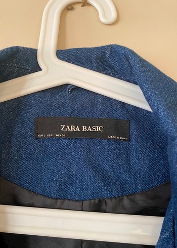l Beden Zara Kemerli Kısa Kollu Kadın Denim Deri Ceket