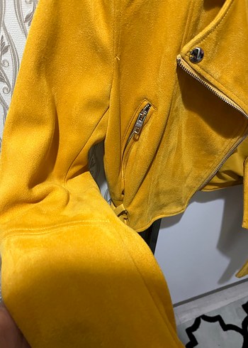 Sarı Süet Kadın Deri Ceket - Görsel 2