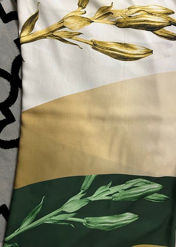 Parlak Yeşil İpek Kadın dikdörtgen şal - Görsel 4