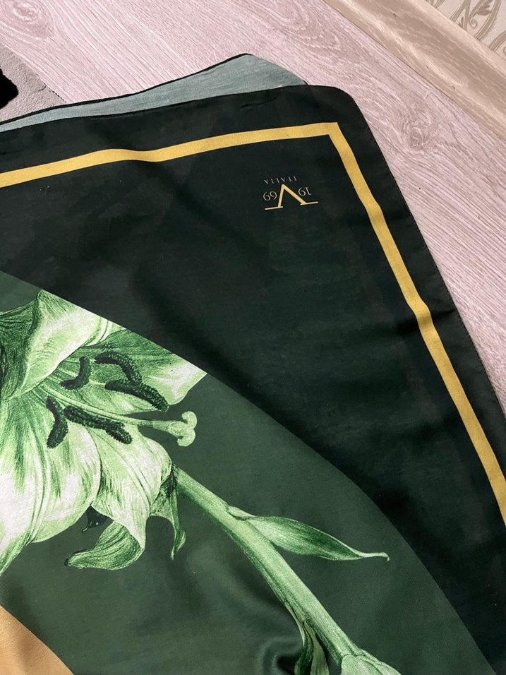 Parlak Yeşil İpek Kadın dikdörtgen şal - Görsel 3