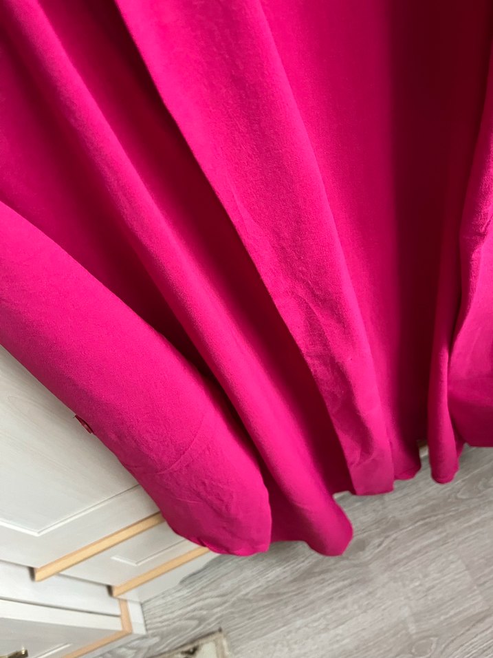 Pembe Midi Kadın Ceket, Düğmeli, Rahat Kesim - Görsel 4