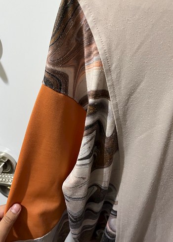 Drapeli Uzun Kollu Bej ikili takım - Görsel 4