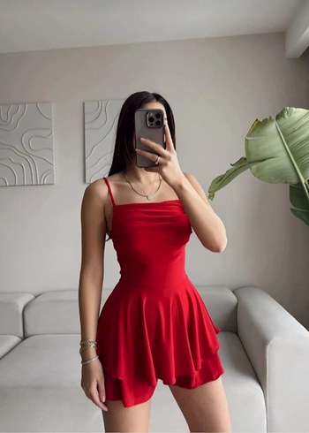 Diğer Kırmızı Mini şortlu Elbise