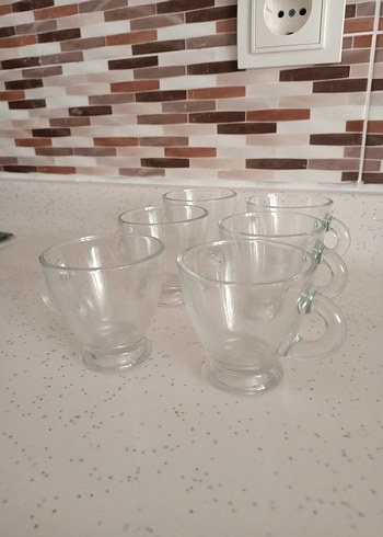 Şeffaf Kulplu Cam Fincan Seti - Görsel 2