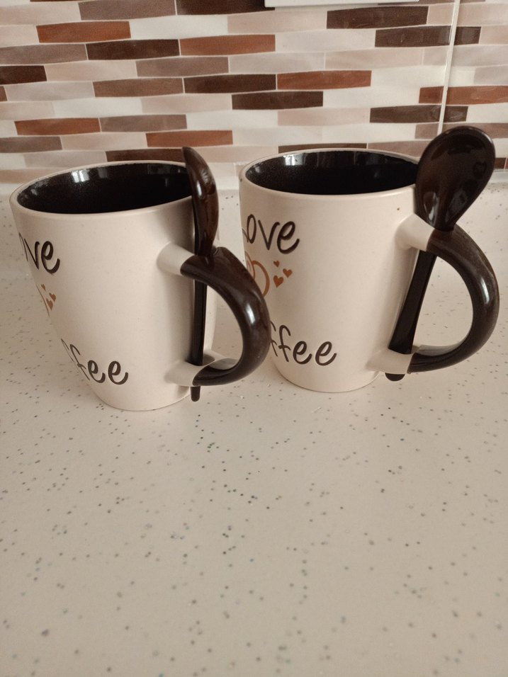 Renkli Desenli Love Coffee Kupa Seti - Görsel 5