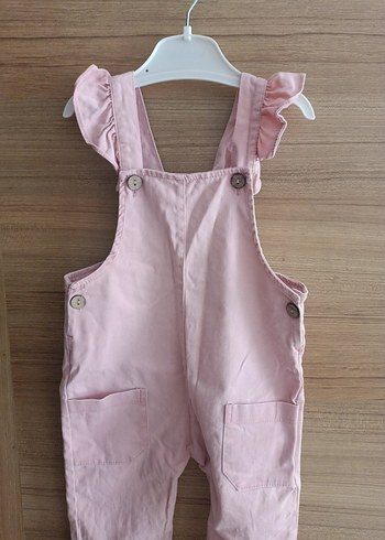 Kız Çocuk Pembe Fırfırlı Askılı Tulum - Görsel 3