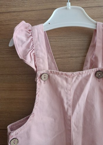 Kız Çocuk Pembe Fırfırlı Askılı Tulum - Görsel 5