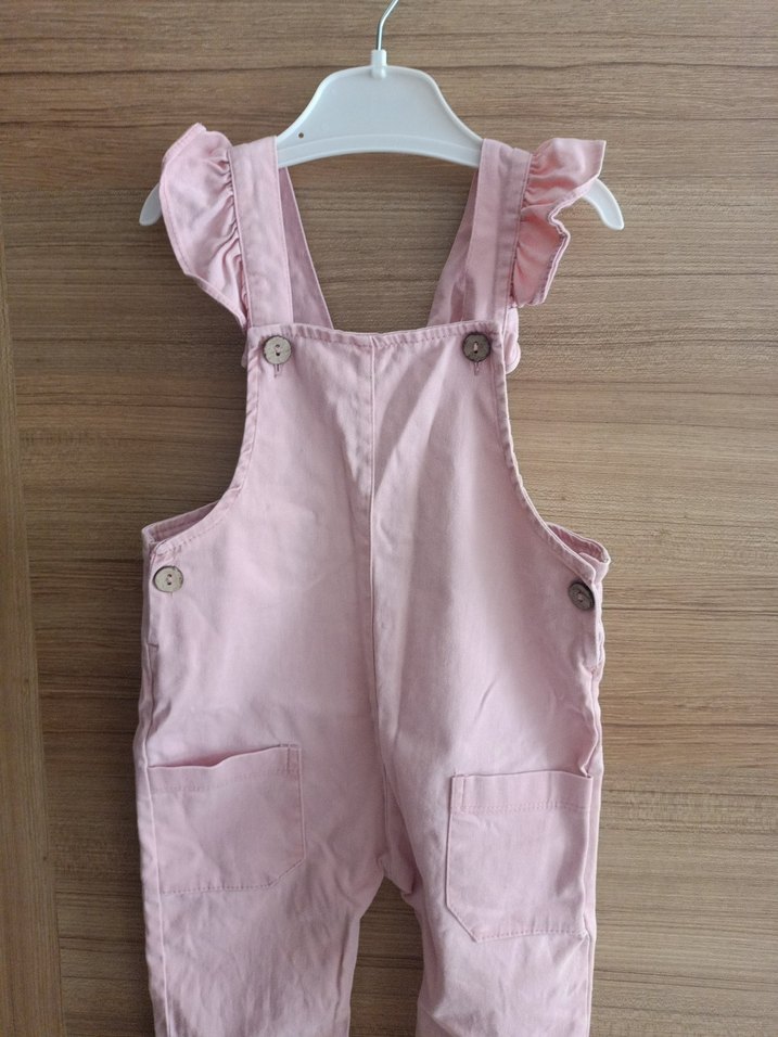 Kız Çocuk Pembe Fırfırlı Askılı Tulum - Görsel 3