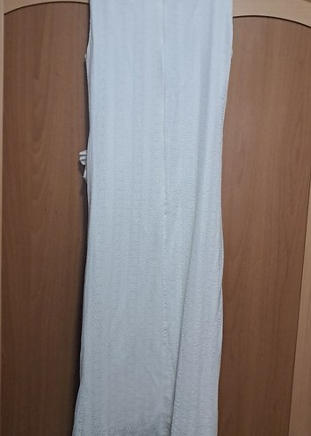 Beyaz Askısız uzun elbise - Görsel 4