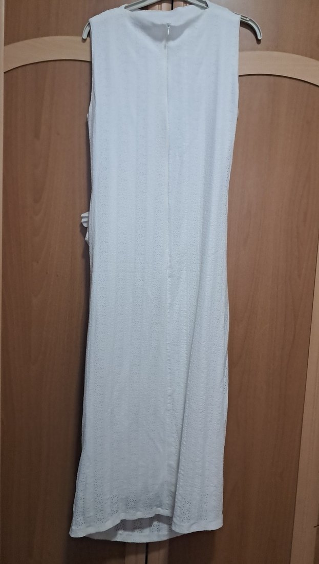 Beyaz Askısız uzun elbise - Görsel 4