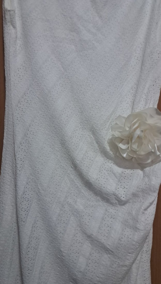 Beyaz Askısız uzun elbise - Görsel 2