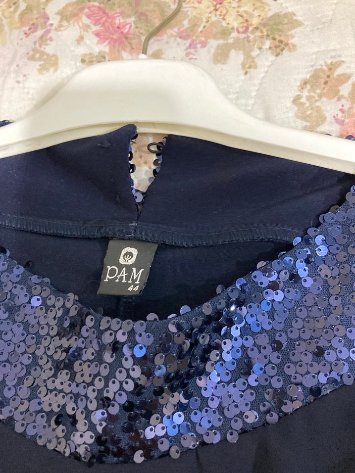 Uzun Kollu Mavi Gotik Abiye Elbise - Görsel 2