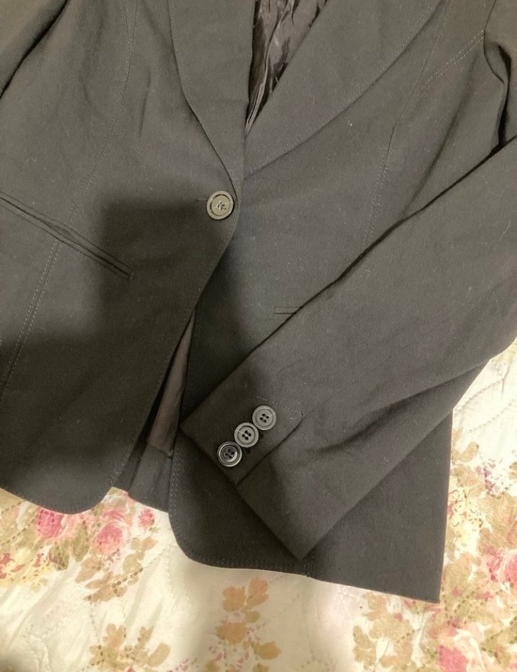 Siyah Kadın Ofis Blazeri, Düğmeli, Normal Boy - Görsel 3