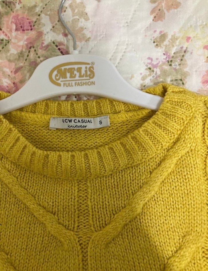 Sarı Örgü Bohem Kadın Kazak - Görsel 2