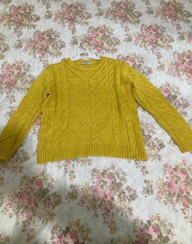 Sarı Örgü Bohem Kadın Kazak - Görsel 3