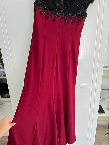48 Beden bordo Renk Abiye Elbise