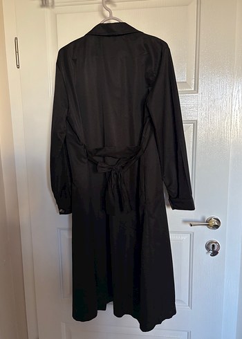 Siyah Uzun Kadın Trençkot - Görsel 3