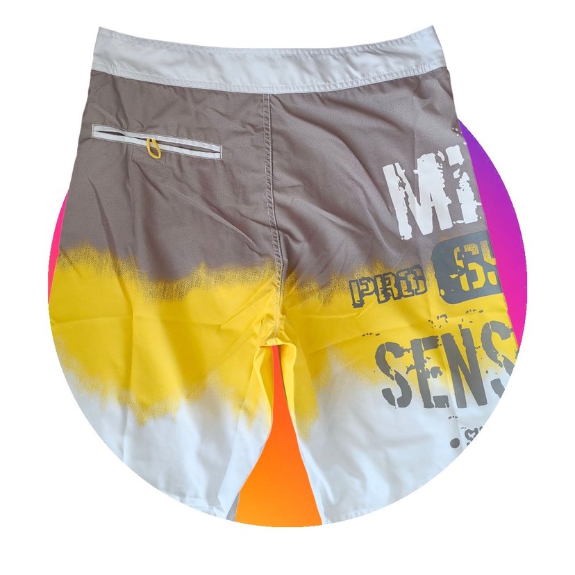 Gri Sarı Batik Desenli Erkek Şort - Görsel 2