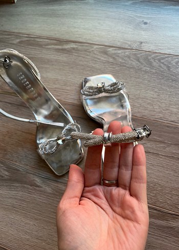 37 Beden gri Renk Gümüş Renkli Topuklu Kadın Ayakkabı
