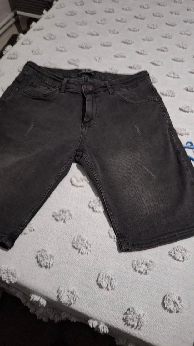 Siyah Bol Kesim Erkek Denim Şort - Görsel 3