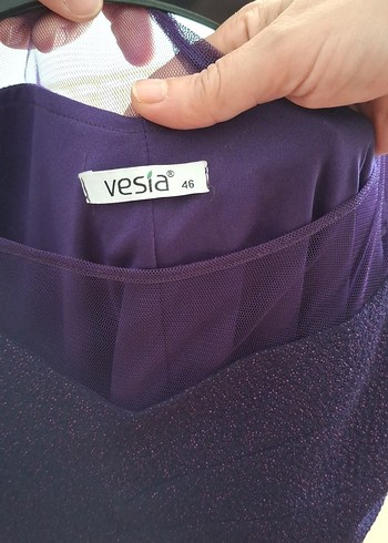 Parlak Mor V-Yaka Midi Kadın Elbise - Görsel 6