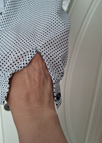 Düğmeli Gri Uzun Kollu Kadın Gömlek - Görsel 3