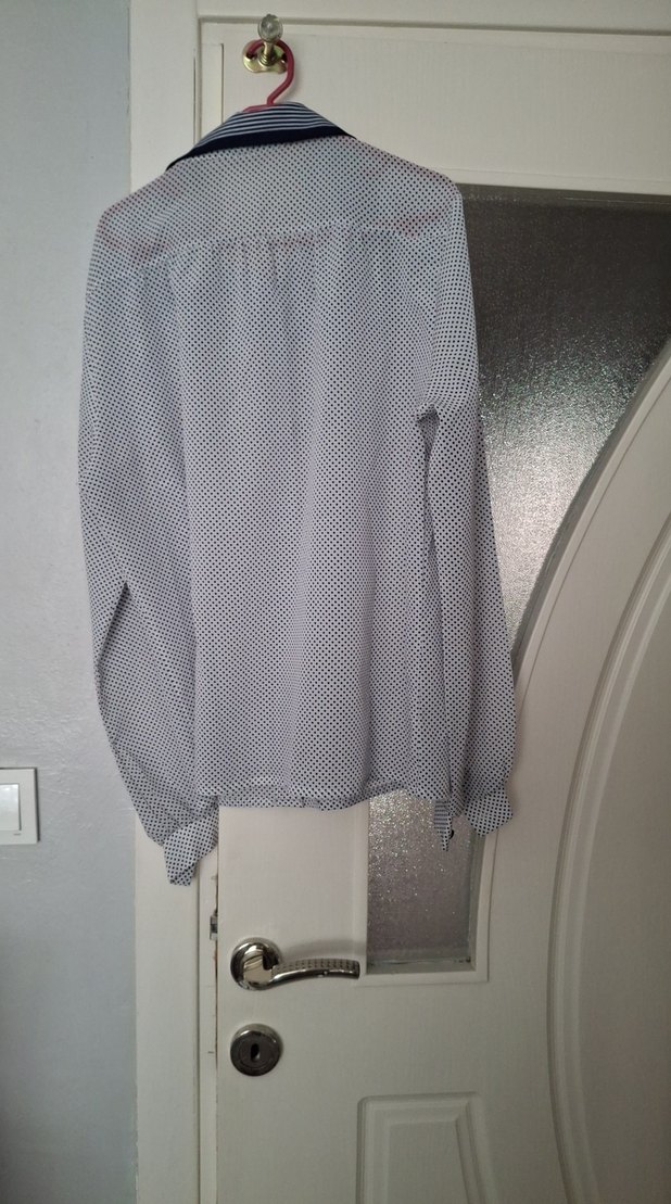 Düğmeli Gri Uzun Kollu Kadın Gömlek - Görsel 4