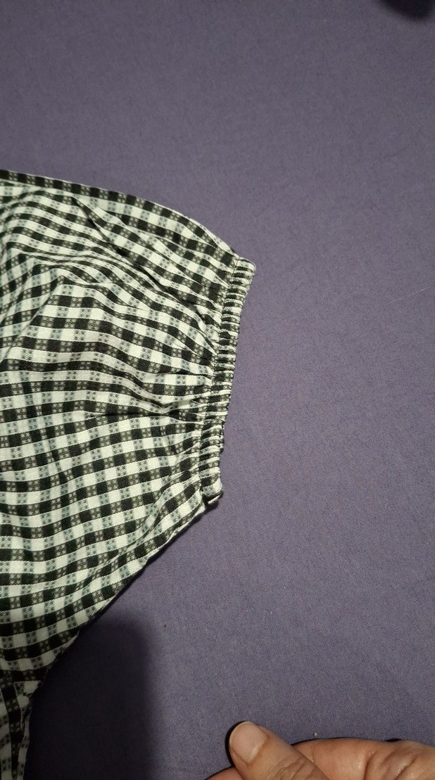 Gri Kareli Mini Bluz Düğmeli fermuarlı standart - Görsel 3