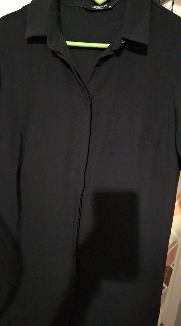 Düğmeli Siyah Uzun tunik - Görsel 4