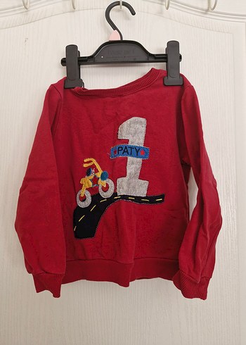 Kışlık 3-4 yas ..Pamidor..Çocuk Kırmızı Biker Baskılı Sweatshirt