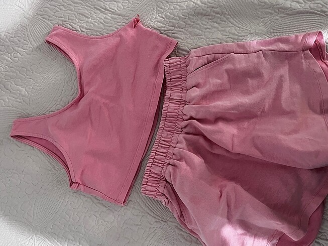 Pembe şort takım