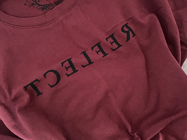s Beden Mavi sıfır kol bordo tshirt