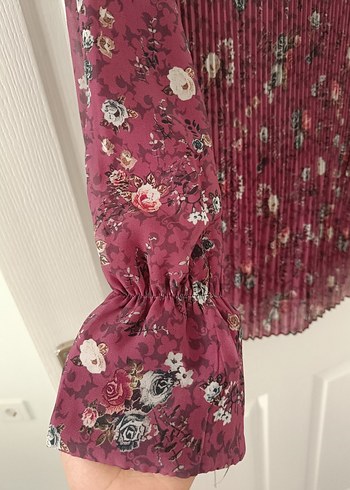 Diğer Bordo Pilili Bohem Uzun Kollu Bluz