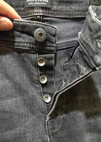 32 Beden gri Renk Gri Düğmeli Erkek Denim Pantolon