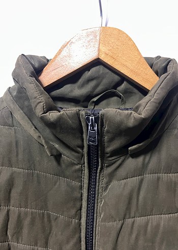 Fermuarlı asker yeşili Erkek Mont - Görsel 3