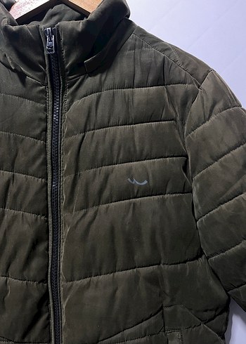 Fermuarlı asker yeşili Erkek Mont - Görsel 2