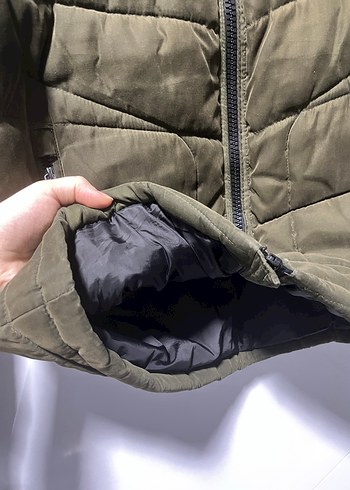 Fermuarlı asker yeşili Erkek Mont - Görsel 5