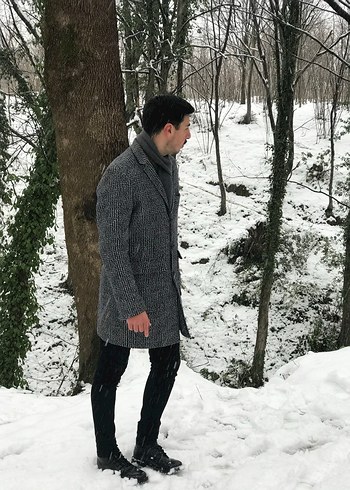 Gri Düğmeli uzun Erkek Ceket s-M uyumlu - Görsel 13