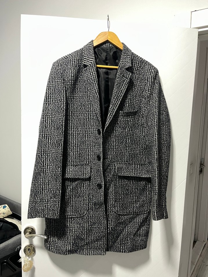 Gri Düğmeli uzun Erkek Ceket s-M uyumlu - Görsel 2