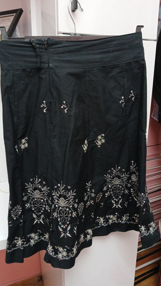 Nakışlı Siyah Midi etekli takım - Görsel 4