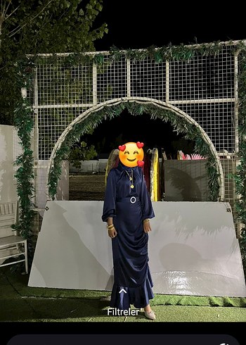 Uzun Lacivert Drapeli Gotik Elbise