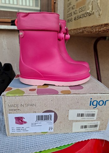 27 Beden pembe Renk Igor Kız Çocuk Pembe Kauçuk Bot