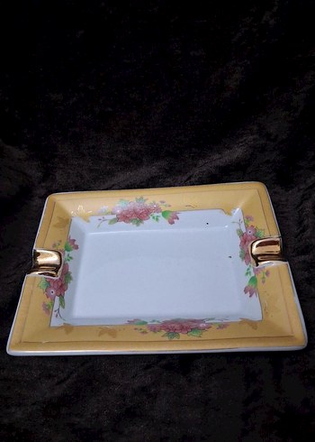 Altın Renkli Vintage Çiçek Desenli Tabak - Görsel 2