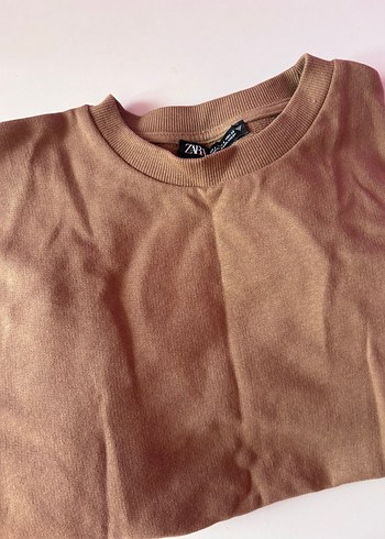 ZARA Bej Kadın Süet Sweatshirt