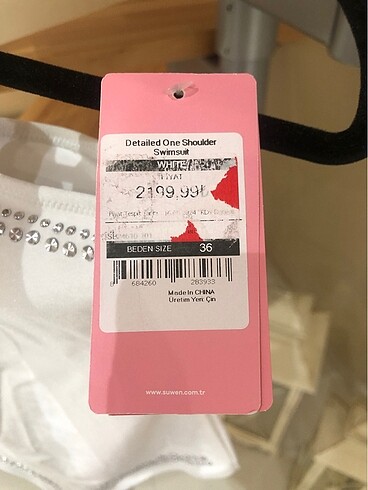 36 Beden beyaz Renk SUWEN TEK OMUZ BEYAZ MAYO