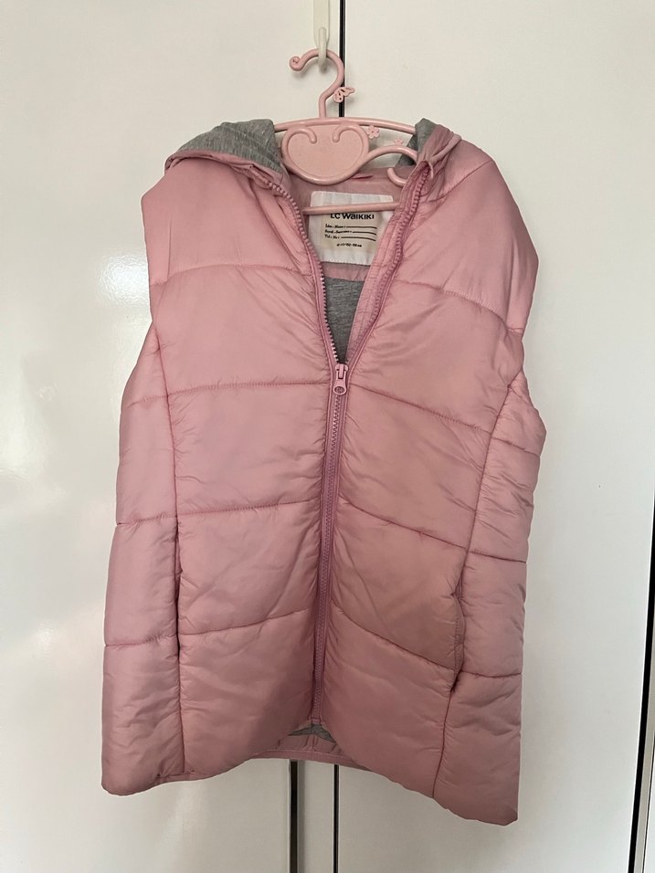 Kız Çocuk Pembe Fermuarlı Yelek - Görsel 2