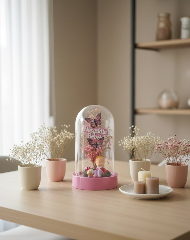 Hoşgeldin Bebek Temalı Fanus -Dekoratif Bebek Hediyesi - Görsel 3