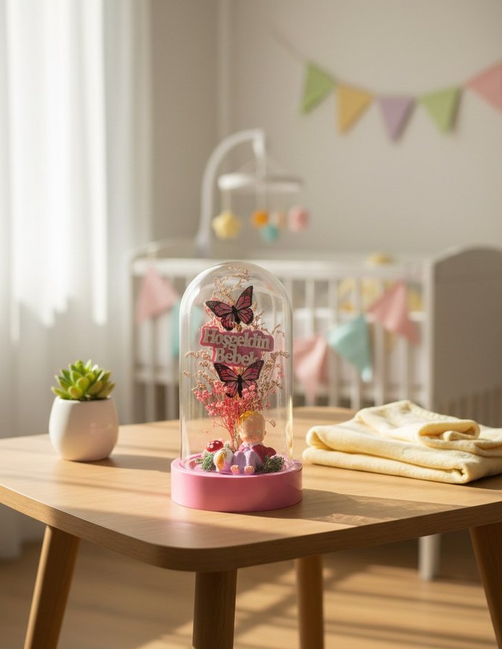 Hoşgeldin Bebek Temalı Fanus -Dekoratif Bebek Hediyesi - Görsel 4