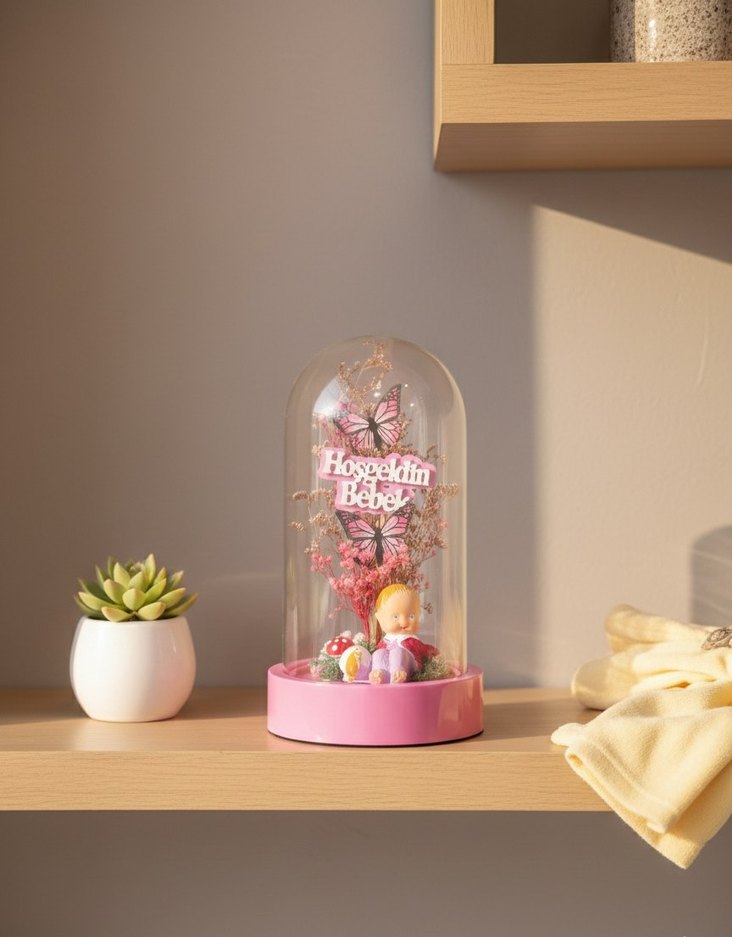 Hoşgeldin Bebek Temalı Fanus -Dekoratif Bebek Hediyesi - Görsel 2